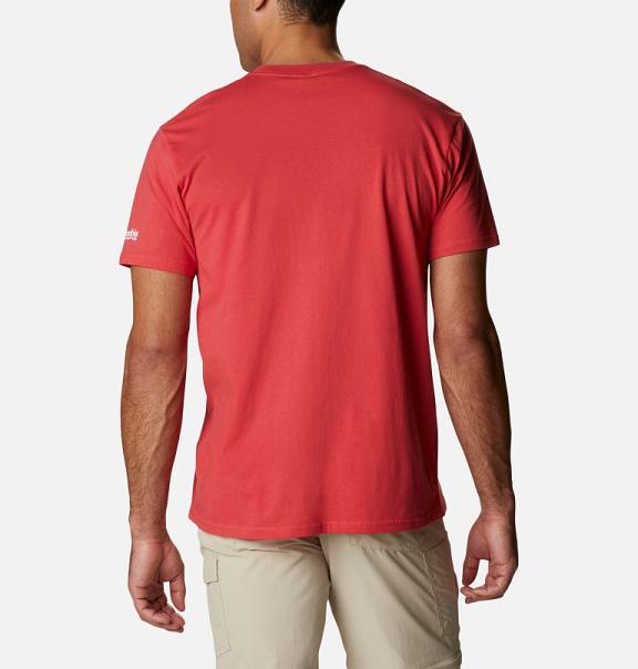 Columbia PFG T-Shirt Red For Men's NZ18705 New Zealand